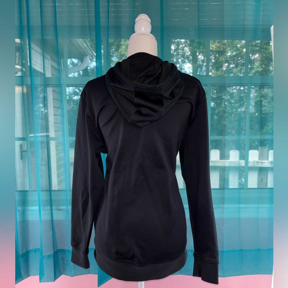 Under Armour ColdGear Women’s Medium Black Hoodie Logo Pullover Fleece Lined - Picture 3 of 6